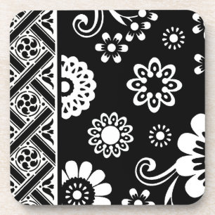 Posavasos Floral de bacalao blanco y negro...