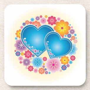 Posavasos Floral de corazón azul