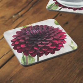 Posavasos Floral de Dahlia en color rojo oscuro