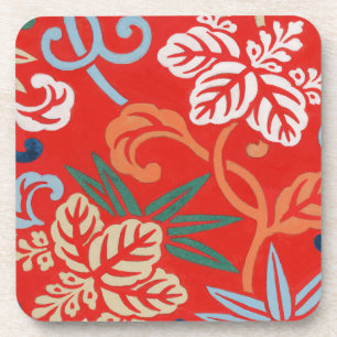 Posavasos Floral de diseño de kimono japonés rojo hawaiano