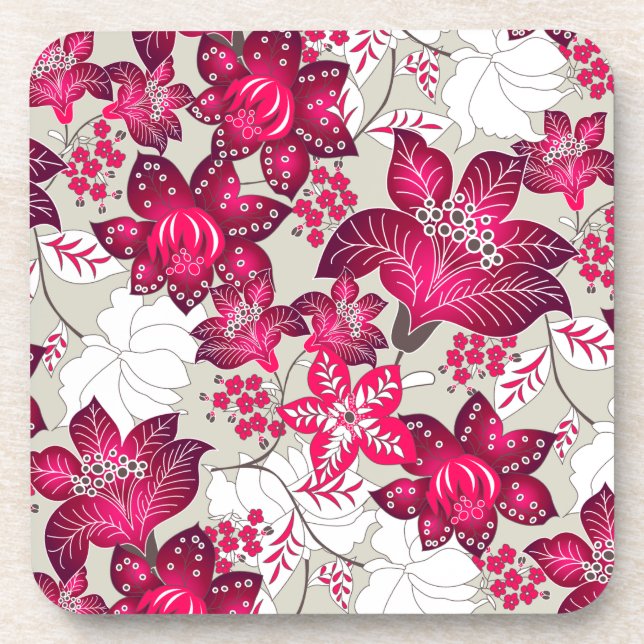 Posavasos Floral de hibiscos rojos (Frente)