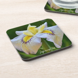 Posavasos Floral de iris blanco y amarillo japonés