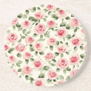 Posavasos Floral de rosas rosadas bonitos