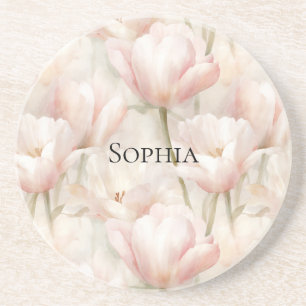 Posavasos Floral de tulipanes rosados de Rubor