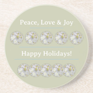 Posavasos Floral de vacaciones azul verde de margarita blanc