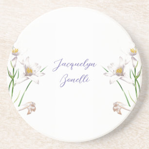 Posavasos Floral elegancia Moda caligrafía nombre litografía