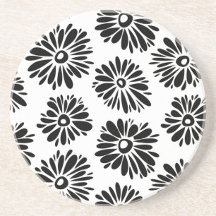 Posavasos Floral Funky negra y blanca