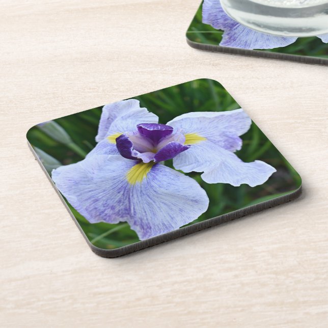 Posavasos Floral iris japonesa morada y blanca (Lado Izquierdo)