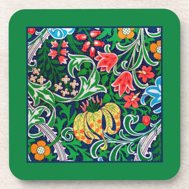 Posavasos Floral jacobea de estilo Art Nouveau, verde esmera (Frente)