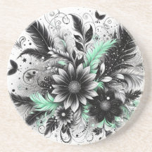 Floral negra y verde