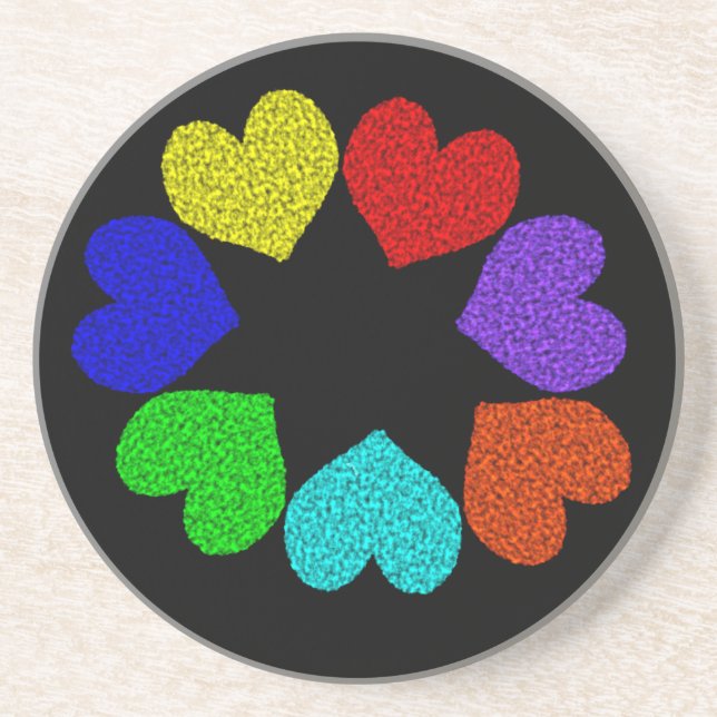 Posavasos Floral Rainbow Love Hearts Coasters (Frente)
