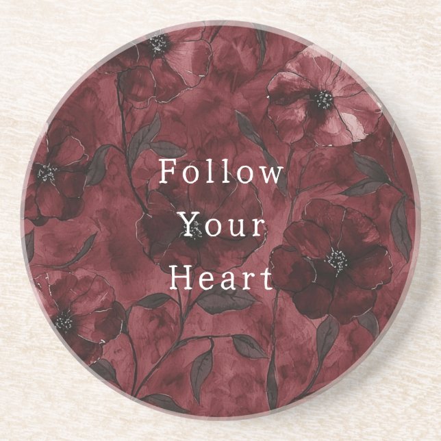 Posavasos Floral Rojo Burgundy Chic   (Frente)