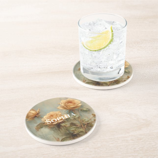 Posavasos Floral romántica de Rosas (Lado)