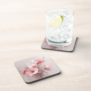 Posavasos Floral Rosa, Blanco y Gris