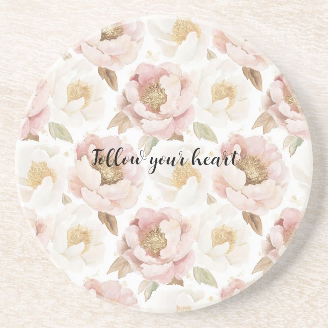 Posavasos Floral Rosa Dorado Rubor (Frente)