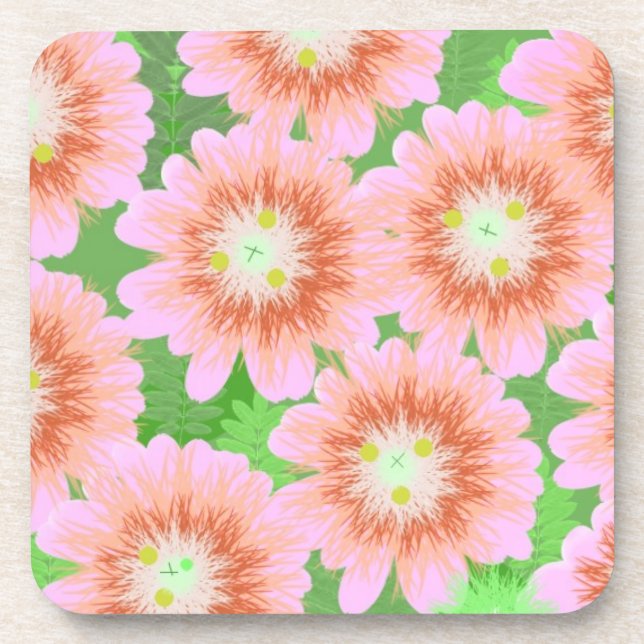 Posavasos Floral rosa y verde (Frente)