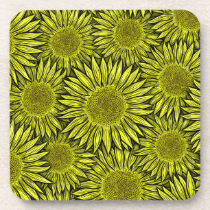 Posavasos Floral Rústico Amarillo Giro mano de girasol