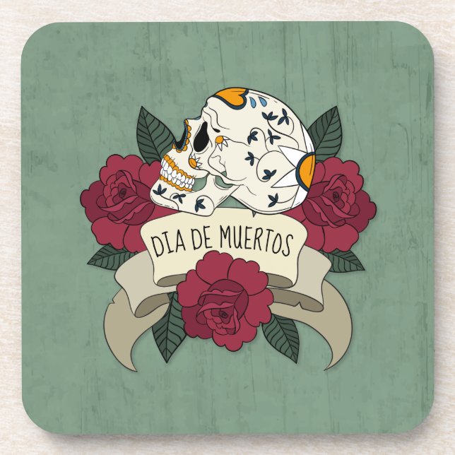 Posavasos Floral Skull Dia de los Muertos | Montaña (Frente)