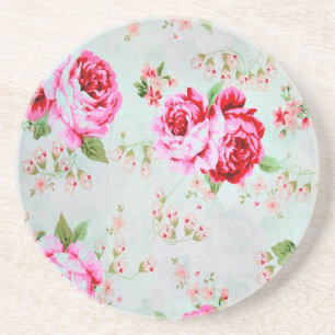 Posavasos Floral subió elegante del rosa de cabaña del