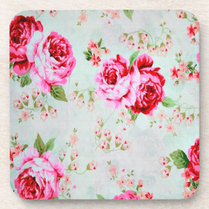Posavasos Floral subió elegante del rosa de cabaña del