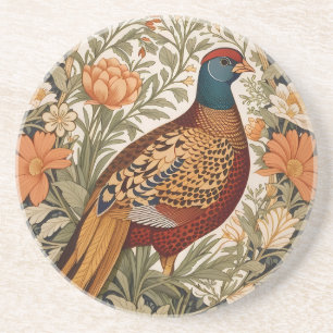 Posavasos Floral Vintage Faisán Inspirado en William Morris