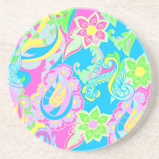 Posavasos Florecimiento de Paisley Pastel (Frente)