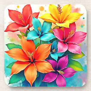 Posavasos Florecimientos Vibrantes: Diseño Mágico Floral Tro