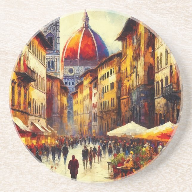 Posavasos Florencia, Calle Italia con pintura Duomo (Frente)