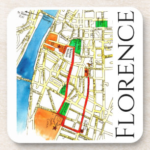 Posavasos Florencia Italia Colorido mapa de calles dibujado