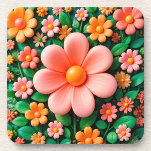 Posavasos Flores 3D coloridas y estilizadas