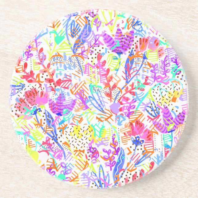 Posavasos Flores abstractas pastel (Frente)
