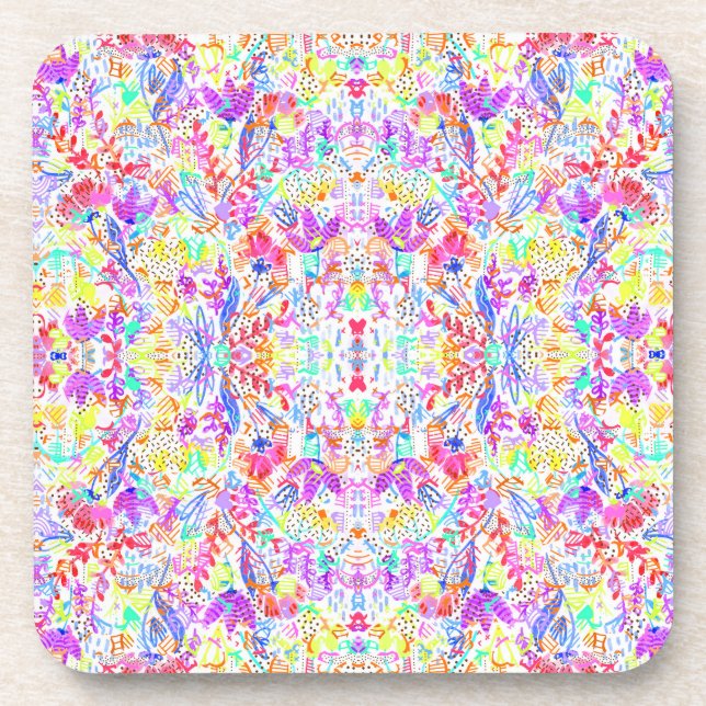 Posavasos Flores abstractas pastel (Frente)