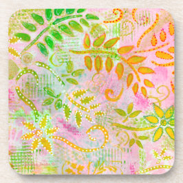 Posavasos Flores abstractas y hojas de montaña