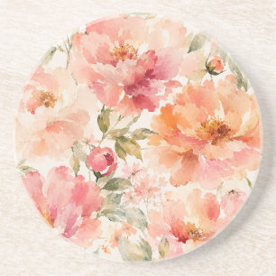 Posavasos Flores acuarelas románticas de verano cálido