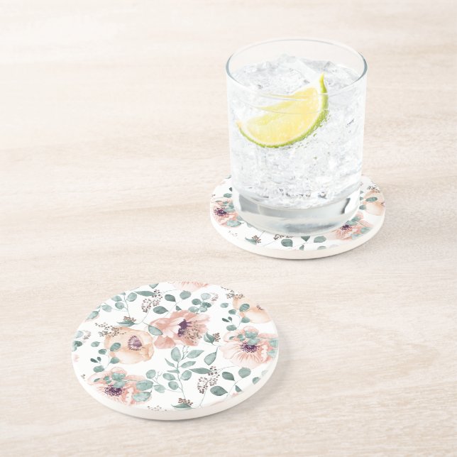 Posavasos Flores acuarelas Rubor de moda (Lado)