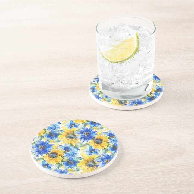 Posavasos Flores amarillas azules (Lado)