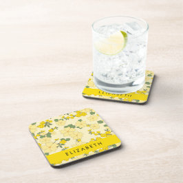 Posavasos Flores Amarillas, Patrón De Flores, Tu Nombre