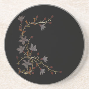 Posavasos Flores Art Déco sobre negro