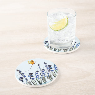 Posavasos Flores azules de mariposa floral