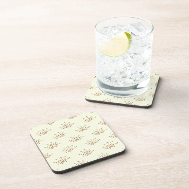 Posavasos Flores Azules, Flores Rojas, Patrón De flores (Lado Derecho)