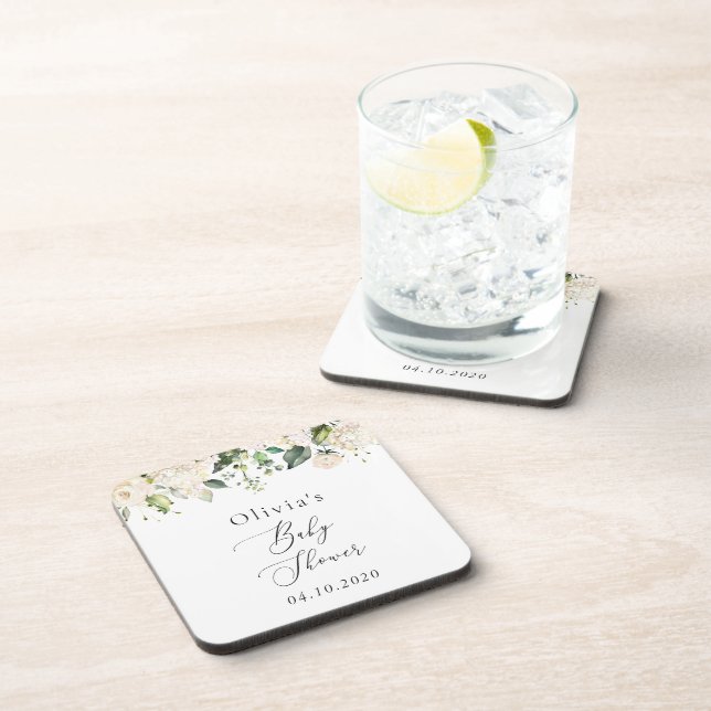 Posavasos Flores blancas, flores de crema, boho, Baby Shower (Lado Derecho)