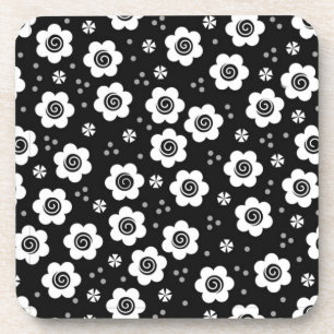 Posavasos Flores blancas y negras, Cork Coaster