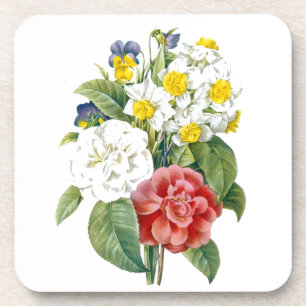 Posavasos flores botánicas de color vintage de Redoute.