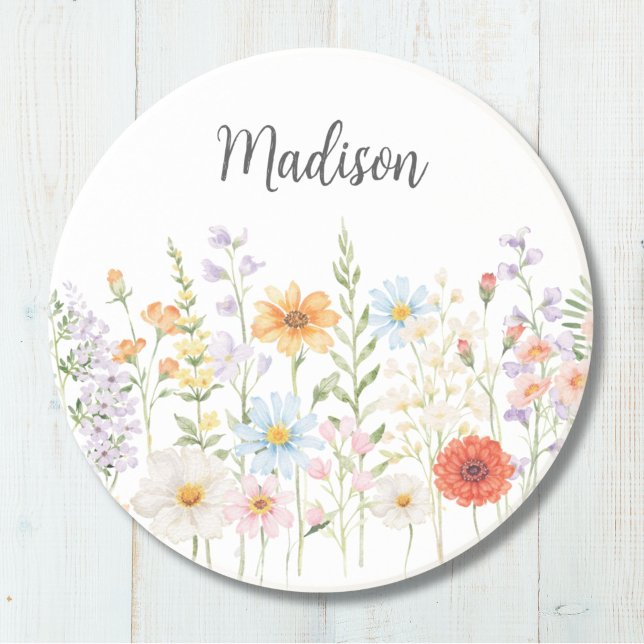 Posavasos Flores Botánicas Florales de Acuarela con Monogram (Subido por el creador)