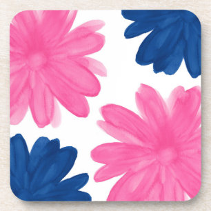 Posavasos Flores color azul índigo rosa