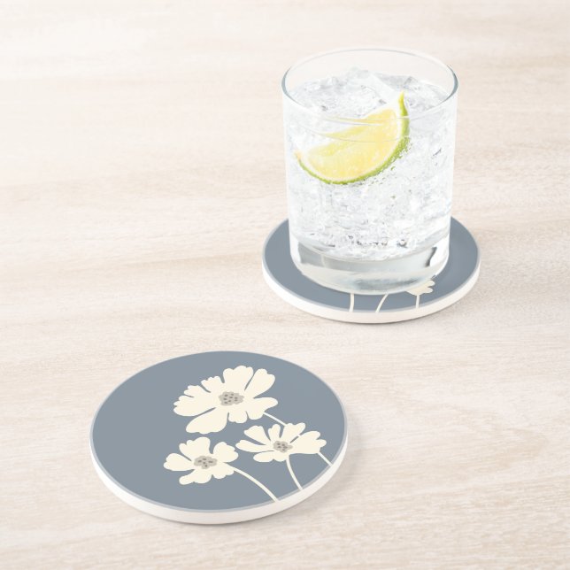 Posavasos Flores Cosmos Silhouettes Muro floral moderno (Lado)