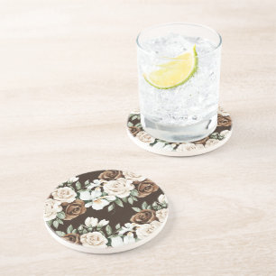 Posavasos Flores Crema Marrón Chocolate