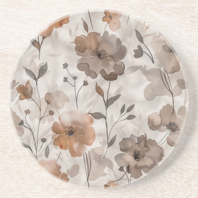 Posavasos Flores Crema Naranja Marrón (Frente)
