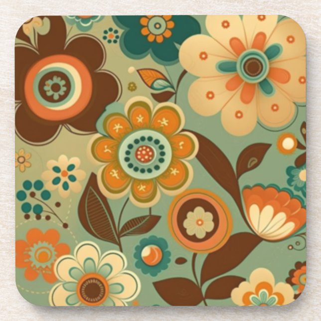 Posavasos Flores cutáneas retro vintage (Frente)