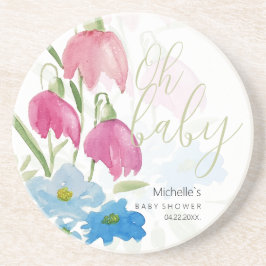 Posavasos Flores De Agua De Primavera Azul Y Rubor